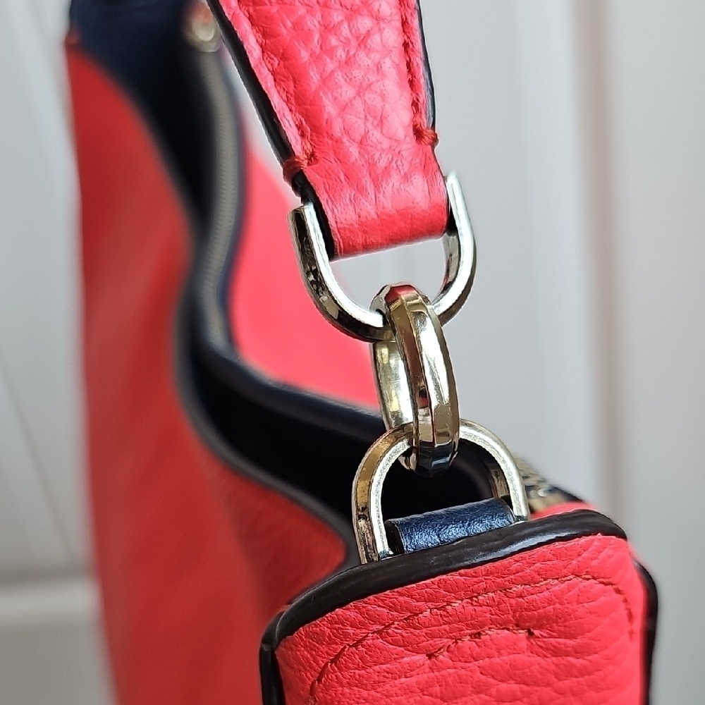 KATE SPADE LIKE NEW CORAL PEBBLED LEATHER SATCHEL 2 WAY - Picture 6 of 12